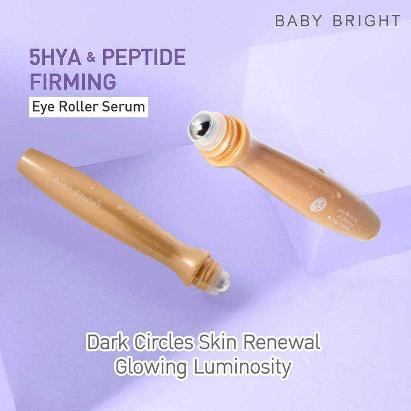 Baby Bright 5HYA & Peptide Firming Eye Roller Serum, Reduces Puffy Eyes, Glowing, Vibrant Brightens Skin, Hydrates Under Eye - 1 Pack Baby Bright
