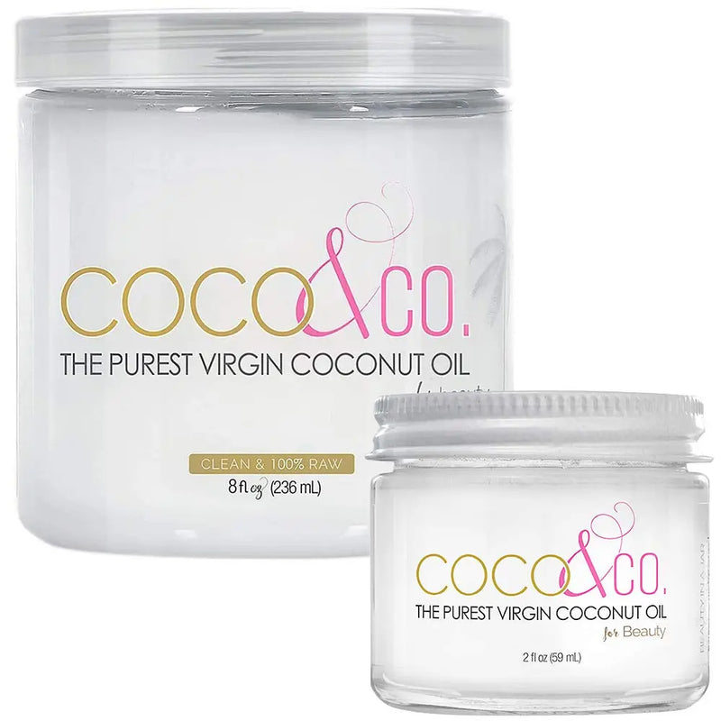 COCO & CO. Organic Pure Extra Virgin Coconut Oil for Hair & Skin, Beauty Grade - Mini Jar, 2oz (8oz + 2oz Travel Combo) COCO&CO