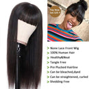 Amella Hair Brazilian Silky Straight Human Hair Wigs with Bangs 150% Density None Lace Front Wigs Human Hair for Black Women 10A Lace Vortex Wigs(12”, Straight Wig with Bangs) Amella Store