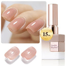 Double Rhythm Translucent Gel Polish Sheer Neutral Natural Light Milky Same Color Same Bottle 15ML Jelly UV Polish Nail Art DIY at Home (Jelly Nude Brown-A1492) Infinity Warehouse