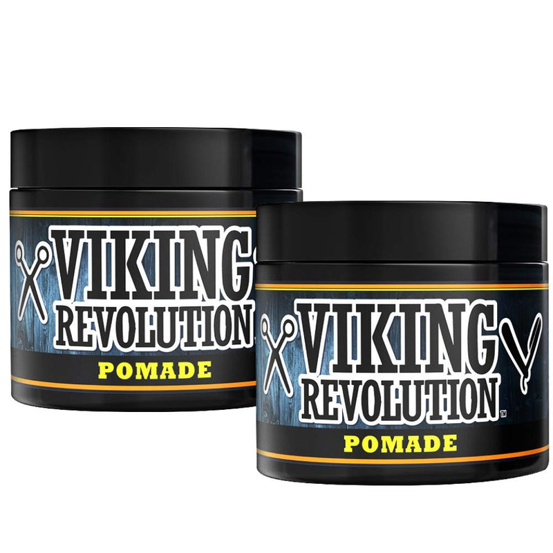 Pomade for Men 4oz - Firm Strong Hold & High Shine for Classic Styling - Water Based & Easy to Wash Out by Viking Revolution (2 Pack) Viking Revolution