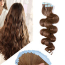 18 Inch Tape in Hair Extensions Body Wavy Human Hair 100g Thin Long Hair 40pcs/pack Seamless Skin Weft Glue in Wavy Hairpieces with Invisible Double Sided Tapes