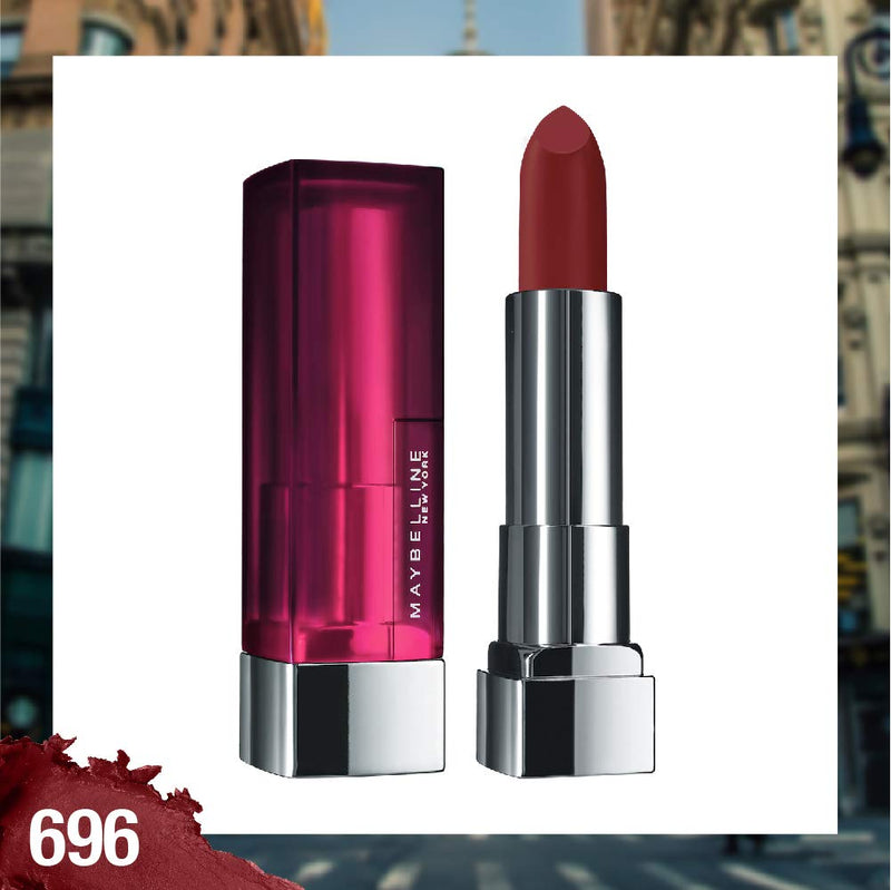 Maybelline Color Sensational Lipstick, Lip Makeup, Matte Finish, Hydrating Lipstick, Nude, Pink, Red, Plum Lip Color, Burgundy Blush, 0.15 oz; (Packaging May Vary) Maybelline New York