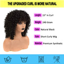 Curly Wigs for Black Women - Premium Curly Afro Wig, Short Synthetic Kinky Curly Wig with Bangs N\A