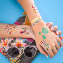 TROPICAL BRIGHTS VARIETY SET Flash Tattoos set of 25 assorted tropical inspired premium waterproof colorful metallic gold & silver jewelry temporary foil party tattoos - Party Supplies Flash Tattoos