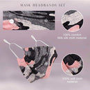 YBSHIN Boho Hair Bands African Buttons Headbands Floral Hair Wraps Turban Hair Scarfs Yoga Hair Wears Elastic Hair Bands with Printed Mouth Cover Headpieces for Women and Girls (Pink camouflage) YBSHIN