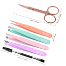 Eyebrow Tweezer Set, TsMADDTs 6 Pcs Tweezers Set for Women, Precision Tweezer for Eyebrows with Curved Scissors for Ingrown Hair, Hair Plucking Daily Beauty Tools with Leather Travel Case TsMADDTs