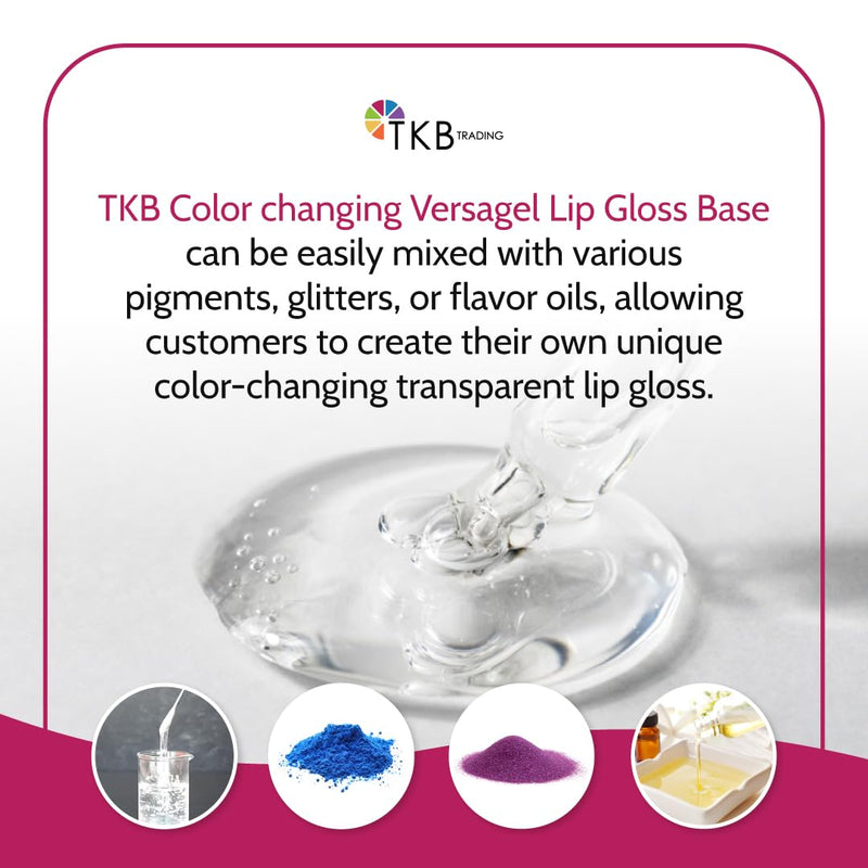 TKB Color Changing Versagel Lip Gloss Base| Clear to Pink| Vegan, Cruelty-Free, Long-Lasting| DIY Customizable with Pigments, Glitters| Made in USA (15 Ounce (Pack of 1)) Infinity Warehouse