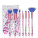 Makeup Brushes, 7PCS Glitter Quicksand Handle Makeup Brush Set for Foundation Powder Blush Eyeshadow with Case Beautiful Pink Purple Cosmetic Brushes G-Texnik