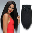 Sassina Light Yaki Straight Clip in Hair Extensions Human Hair Double Wefts Clip in Extensions for African American Black Women 120 Grams Jet Black 16 Inch Sassina Store