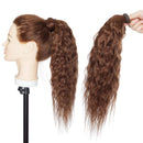 16 Inches Wrap Around Human Hair Ponytail Extensions 100% Remy Human Hair Long Corn Wave Curly With Comb Clip in One Piece Pony Tail Extensions For Girl Lady Women