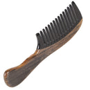 Onedor Handmade 100% Natural Chacate Preto With Buffalo Horn Wide Tooth Hair Combs - Anti-Static Sandalwood Scent Natural Hair Detangler Wooden Comb (Buffalo Horn Wide Tooth with Ripple Shape Handle) Onedor