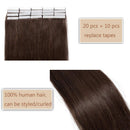 Rooted Tape In Hair Extensions Real Human Hair Invisible Seamless Skin Weft Double Side Remy Tape Extensions Human Hair Balayage Natural Long Straight (12'',30g/20pcs,