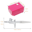 Airbrush Makeup Set Pinkiou Air Brush Kit for Face Paint with Mini Compressor 0.4mm Needle and Nozzle Nail Body Paint SP16 (RED) Infinity Warehouse