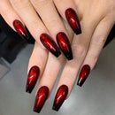 Outyua Ombre Extra Long Press on Nails Coffin Ballerina Gradeint Fake Nails Super Long False nails Acrylic Halloween Christmas Nails for Women and Girls 24Pcs (Red & Black) Outyua