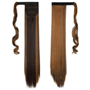 Wrap Around Ponytail Hair Extension One Piece Magic Paste Hairpiece Synthetic Straight Curly(23"Straight, 4AP27A) S-noilite