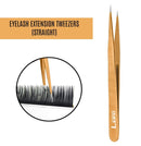 LIVINO Eyelash Extension Tweezers Straight - Set of 2 Stainless Steel Extension Tweezers with Curved Tip - Eyelash Extension Supplies Nipper for Eyelash Extensions Eyelash Tweezers Exclaim Beauty