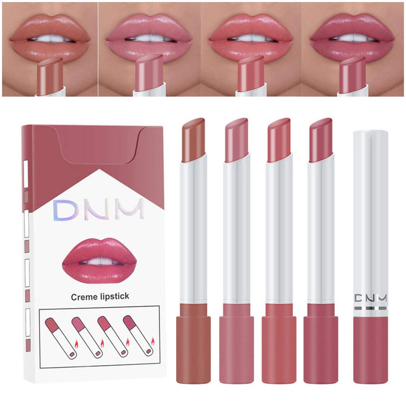 Mini Matte Red Cigarette Lipstick 4 Pack Sets Lip Kit, Litte Smoke Tube Lipstick Tinted Lip Stain Balm Long Lasting 24 Hour Waterproof Nude Moisturizing Velvet Cute Lipstick Set for Women (A-Set03) evpct