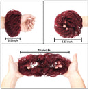 100% Human Hair Bun Extensions Messy Chignon Hair Pieces Scrunchy Scrunchie Updo Hairpiece Hair for Women Kids Donut Ponytail Hairpieces (Wine Red/99J Burgundy) conrora