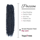 Toyotress Passion Twist Hair - 18 Inch 7packs Natural Black Water Wave Crochet Braids Synthetic Braiding Hair Extensions (18 Inch 7Packs, 1B) Glinda