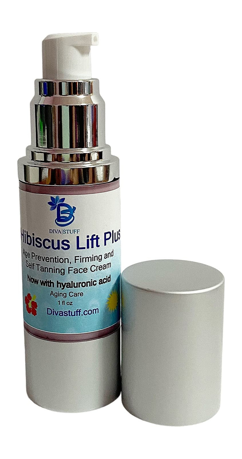 Hibiscus Lift, Now With Hyaluronic Acid and Self Tanners, Natural Age Prevention, Firming & Acne Healing Face Cream, All In 1, By Kym's Diva Stuff (Hibiscus Lift Plus) Diva Stuff