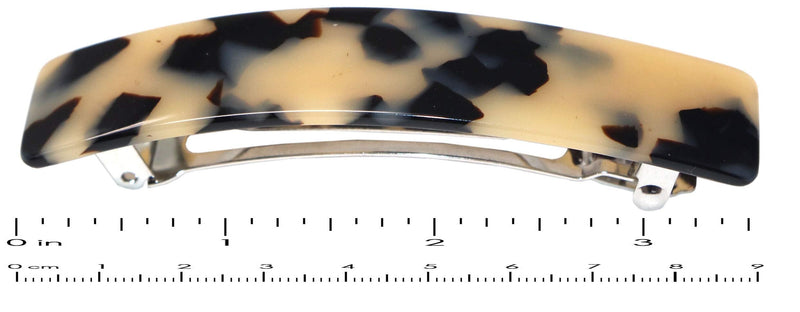 French Amie Oblong Handmade 3.5" Celluloid Automatic Hair Clip Barrette French Hair Clip for Girls Strong Hold Hair Clips for Women No Slip Durable Paris Hair Accessories, Made in France (White Tokyo) French Amie