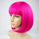 Short Bob Wigs with Bangs Cosplay Hair Wig for Women Shoulder Length Natural Bob Hair Colorful Costume Wigs (Hot Pink) YOUNIGA