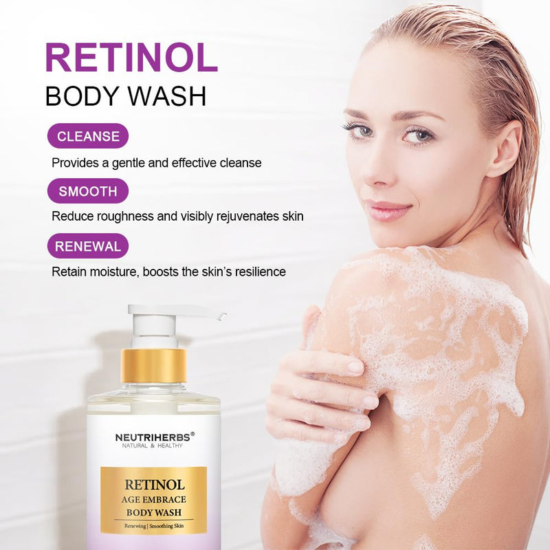Neutriherbs Retinol Body Wash, Anti Aging/Renewing Shower Gel For Women And Men, Daily Shower Soap With Peptides, Vitamin E, Aloe Vera - Orange Blossom Scent 16.9 Fl.Oz Infinity Warehouse