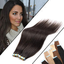 40 Pieces 100g Tape in Human Hair Extensions Rooted Dark Brown 20 inch Skin Weft Tape on Long Straight Remy Hair Seamless Invisible Double Sided for Women