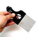 Luxxii (2 Pack) 6.5" Black Fist Metal Afro Pik Lift Hair Comb Detangle Wig Braid Hair Man Styling Comb (6.5 inch) Luxxii