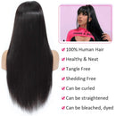 Subella 9A Straight Human Hair Wigs with Bangs 150% Density Glueless Brazilian Machine Made None Lace Front Wigs for Black Women Natural Color (22inch, straight wig with bangs) Subella
