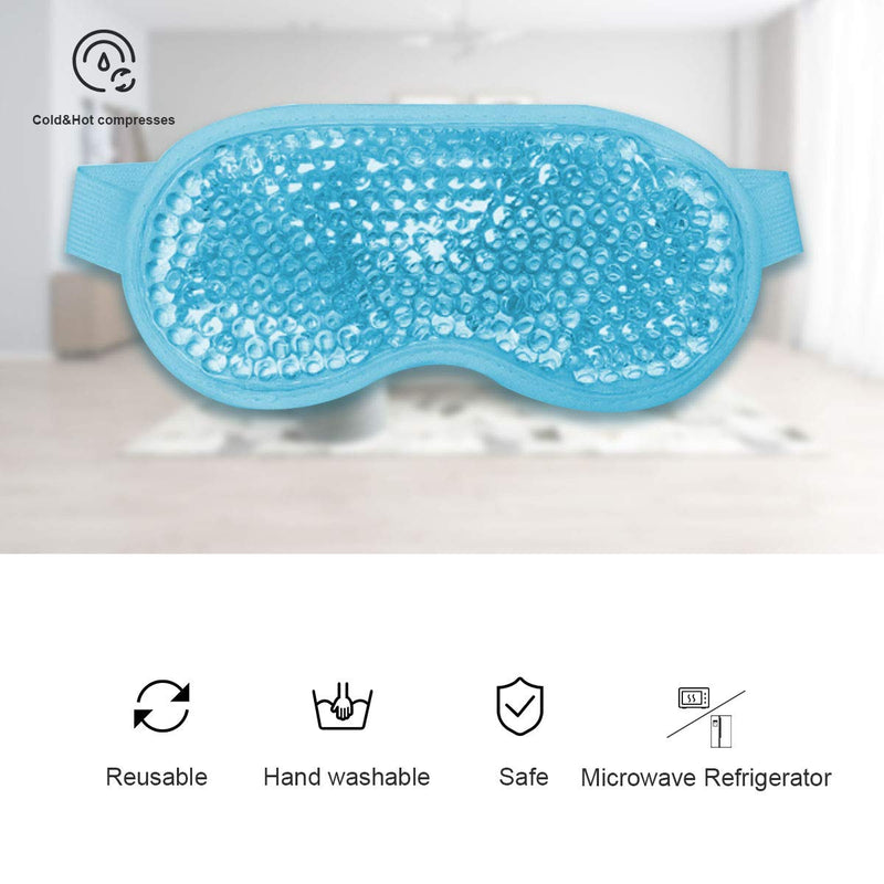 Permotary 2PCS Gel Eye Mask Reusable Hot Cold Compress Pack Eye Therapy ,Therapeutic Gel Eye Spa Pad for Puffiness /Dark Circles/Eye Bags /Dry Eyes/Headaches/Migraines/Stress Relief-Blue &Green Permotary Store