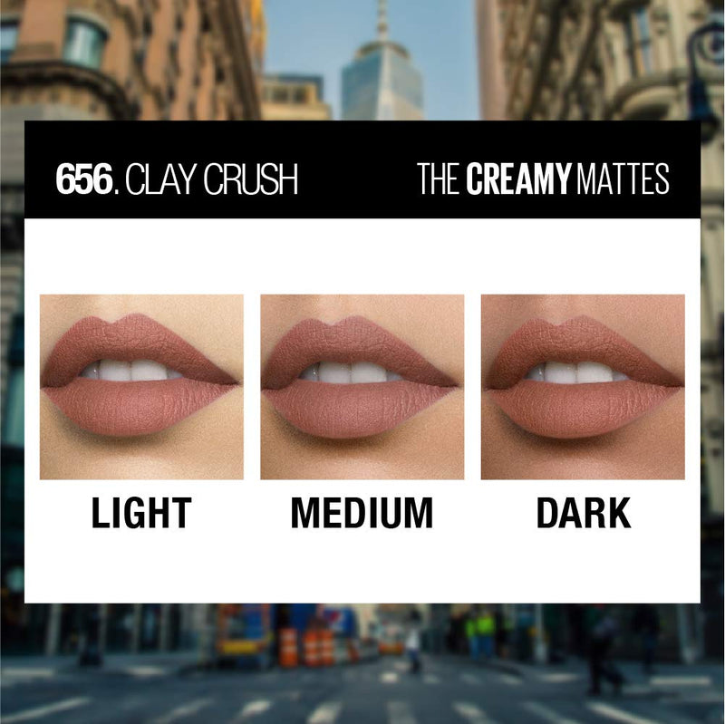 Maybelline Color Sensational Lipstick, Lip Makeup, Matte Finish, Hydrating Lipstick, Nude, Pink, Red, Plum Lip Color, Clay Crush, 0.15 oz; (Packaging May Vary) Maybelline New York