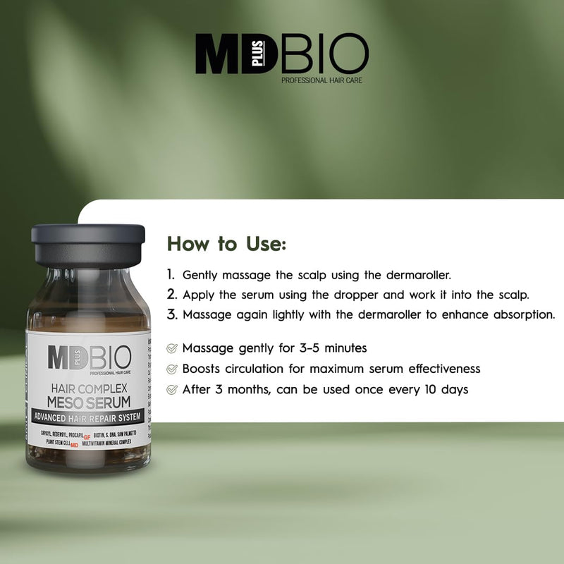 MD PLUS BIO Clinical Hair Regrowth Meso Complex Serum Kit - Strengthens Hair Roots and Promotes Hair Regrowth - Serum Set for Stronger, Thicker & Longer Hair - 10 Pcs 6 ml Vials Infinity Warehouse