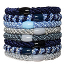 L. Erickson Grab & Go Ponytail Holders, Denim, Set of Eight - Exceptionally Secure with Gentle Hold L. Erickson