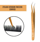 LIVINO Eyelash Extension Tweezers Straight - Set of 2 Stainless Steel Extension Tweezers with Curved Tip - Eyelash Extension Supplies Nipper for Eyelash Extensions Eyelash Tweezers Exclaim Beauty