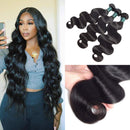 Human Hair 3 Bundles Brazilian Body Wave Human Hair Bundles 100% Virgin Remy Human Hair Body Wave Human Hair Weave 3 Bundles Natural Black Color Double Weft Brazilian Body Wave Human Hair Extensions Seekomi