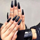Poliphili 20Pcs Glossy Pure Color Super Long Press on Removable Wear Fake Nails Ballerina Coffin Extra Long Art Manicure Full Cover Acrylic False Nails Tips for Girls and Women (Black) POLIPHILI
