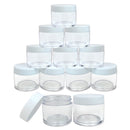 Beauticom 12 Piece 1 oz. USA Acrylic Round Clear Jars with Flat Top Lids for Creams, Lotions, Make Up, Cosmetics, Samples, Herbs, Ointments (12 Pieces Jars + Lids, WHITE) Beauticom