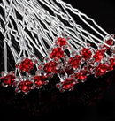 Various Beautiful Designs of Pearl/Crystals and Rhinestone Flower Hair Pins for Brides/Bridesmaids/Prom/Sweet Sixteen/Quinceanera/Weddings - Set of 20 (Red Roses) The Crafty Owl