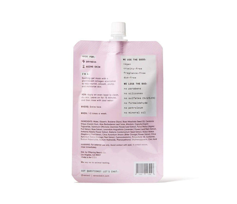 Versed Look Alive Hydrating Plumping Face Mask - Cooling Gel Facial Mask with Vegan Collagen to Plump, Moisturize + Smooth Skin - Soothing Aloe + Rosehip Oil - Skin Care (1.5 oz Pouch) Versed