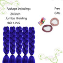 Jumbo Braiding Hair, Blue Braiding Hair 24inch 100G 5PCS, Feed in Hair for Braids, Blue Ombre Braiding Hair Extensions for Twist Braiding Crochet Hair Color Sapphire SaiDi