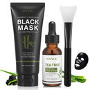 Blackhead Peel Off Face Mask, SHVYOG 3-in-1 Blackhead Remover Mask with Brush & Tea Tree Serum, Charcoal Face Mask for Deep Cleansing Blackheads, Dirts, Pores, Oil(100g+30ml) SHVYOG