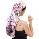Sent Hair Extra Long Satin Bonnet Sleep Cap for Women Double Layer Silky Hair Bonnet for Braids,Curly,Long Hair- Soft Elastic Band,Pink Floral sent hair