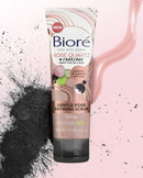 Bioré Rose Quartz + Charcoal Gentle Pore Refining Scrub, Pore Minimizing Facial Scrub, 4 Ounce, Oil Free, Dermatologist Tested, Non-Comedogenic, Cruelty Free, Vegan Friendly Bioré