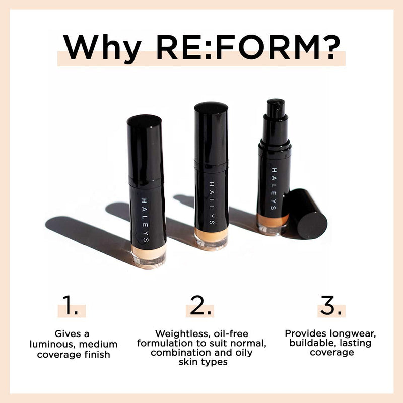 HALEYS RE:FORM Liquid Lux Foundation (2.50) Vegan, Cruelty-Free Foundation Makeup - Even Skin Tone and Cover Blemishes & Imperfections with a Luminous Finish for Long-Lasting Wear HALEYS Store