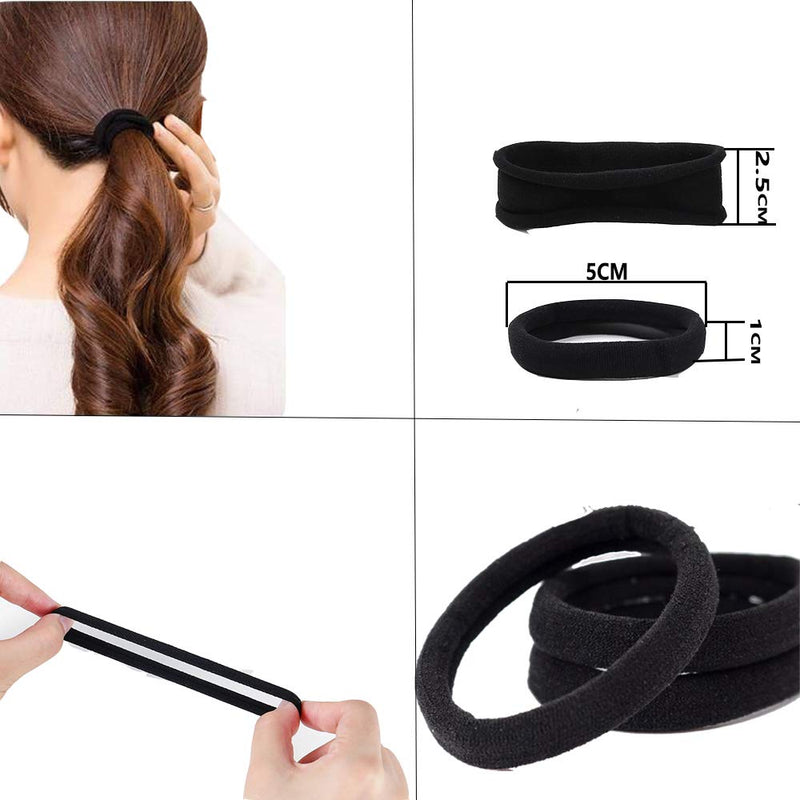 30 Pcs Chiffon Flower Hair Scrunchies and 50Pcs Black Elastic Hair Bands Soft Cotton Scrunchies Design Printed Flower Hair Ties for Women or Girls Hair Accessories with Gift Bag Yanwenx