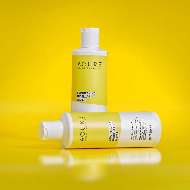 Acure Brightening Micellar Water | 100% Vegan | For A Brighter Appearance | Probiotics & Resveratrol - Draws Out Impurities, Moisturizes & Tones | All Skin Types | 8 Fl Oz, Multi Color Acure Store