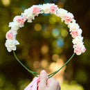 Aukmla Wedding Bridal Flower Crown Floral Headpiece Flower Girl Headband Garland Halo for Women and Girls (White) Aukmla