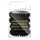 Kitsch Spiral Hair Ties, Coil Hair Ties, Phone Cord Hair Ties, Ponytail Hair Coils No Crease - 4 pcs, Black Kitsch